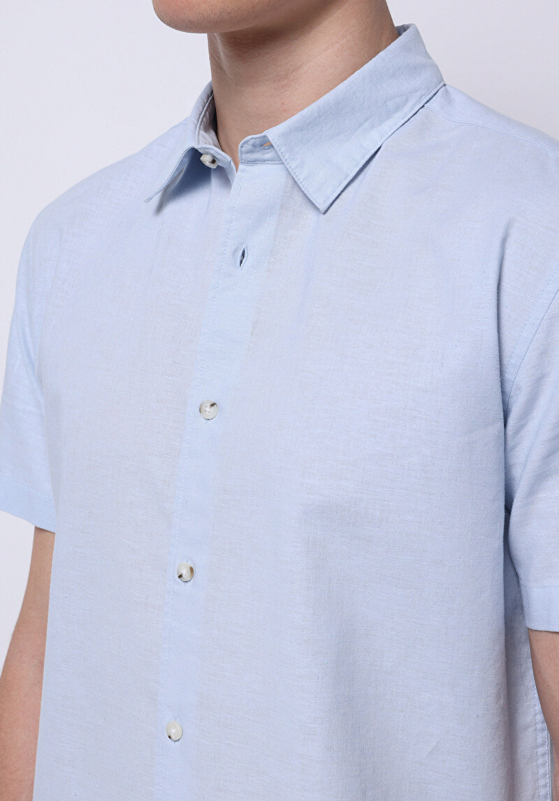 Afișați detalii pentru Camasa Cu Maneca Scurta De Barbati Albastru Regular Fit  Cl1074069