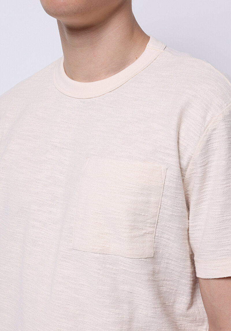 Imagine a Comfort Fit Round Neck Drept Tricou Cu Mânecă Scurtă Ecru Pentru Bărbați