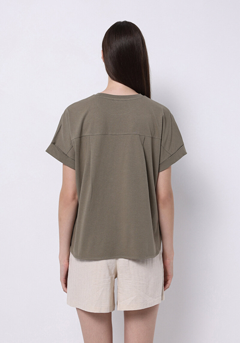 Imagine a Tricou Cu Maneca Scurta De Dama Kaki Regular Fit Cl1074583