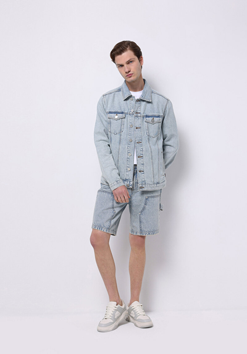 Imagine a Short / Pantaloni Scurti De Barbati Albastru Loose Straight Fit  Cl1074447