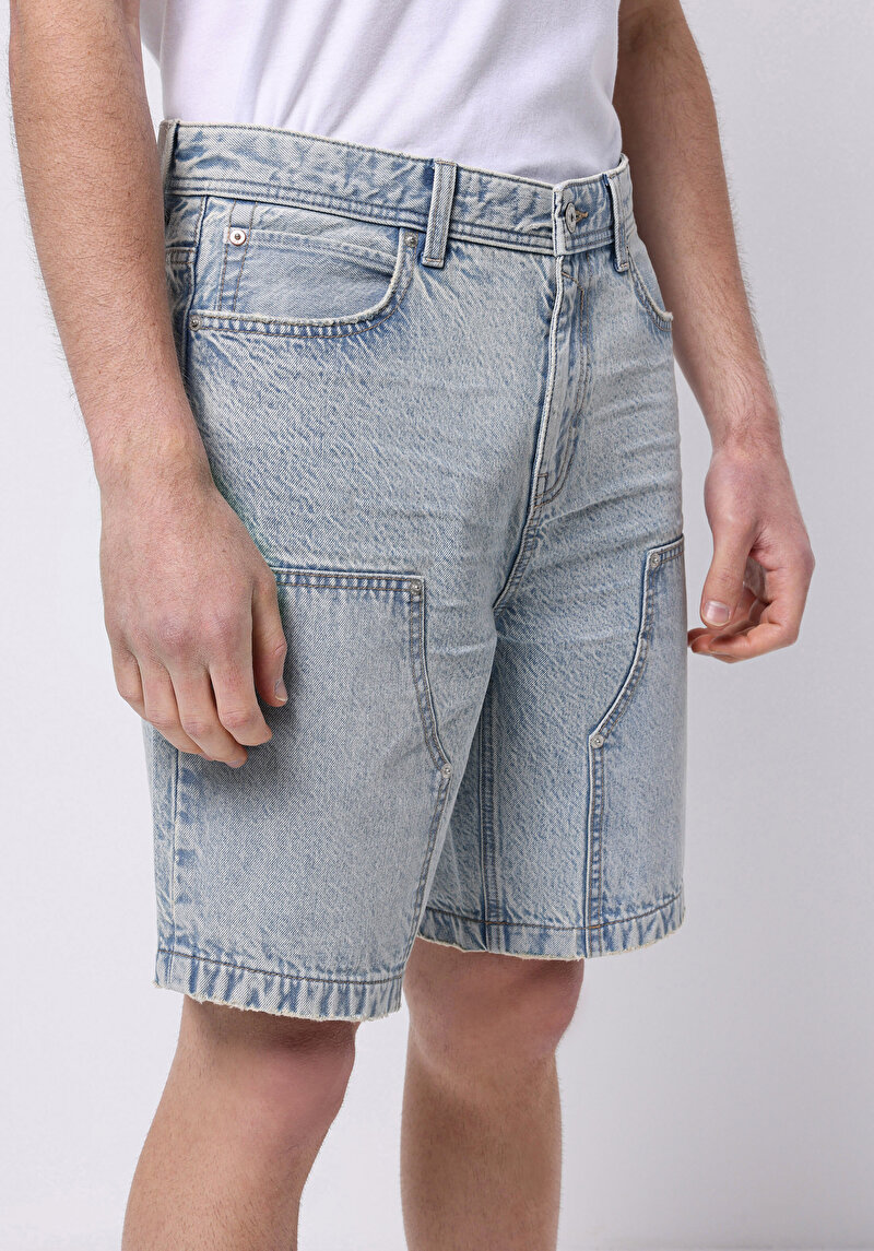 Imagine a Short / Pantaloni Scurti De Barbati Albastru Loose Straight Fit Cl1074447