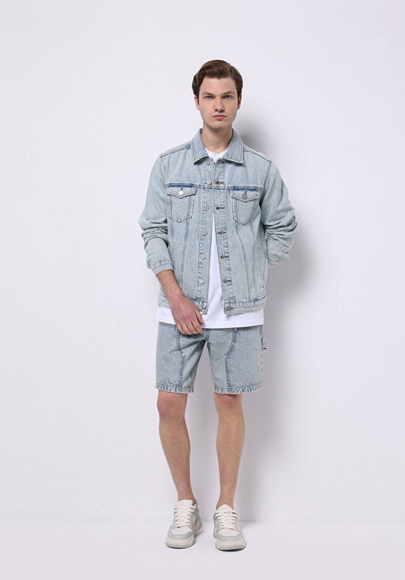 Imagine a Jachetă Albastră Pentru Bărbați Regular Fit Button-Down Unlined Unlined