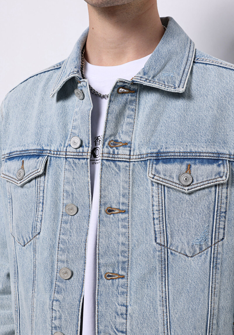 Imagine a Jachetă Albastră Pentru Bărbați Regular Fit Button-Down Unlined Unlined