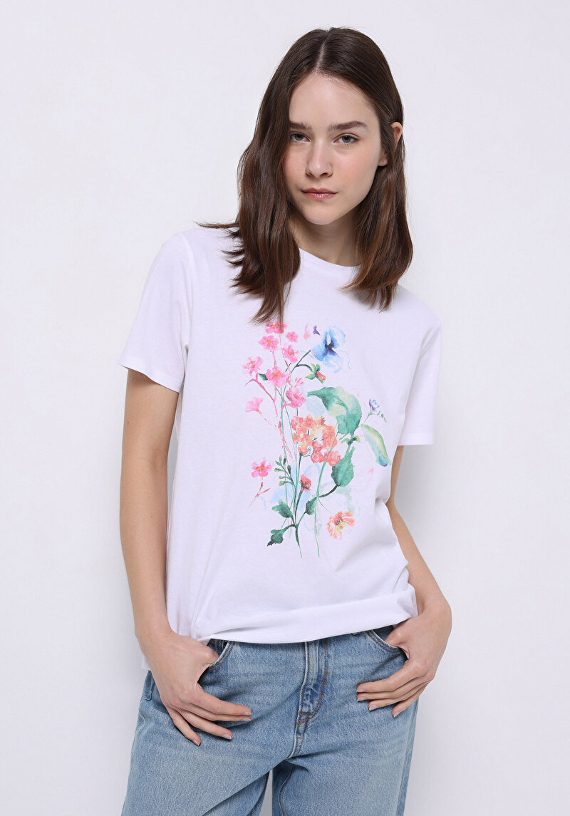 Imagine a Tricou Cu Maneca Scurta De Dama Alb Regular Fit Cl1074309