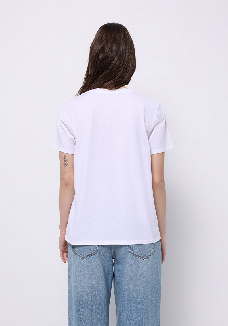 Imagine a Tricou Cu Maneca Scurta De Dama Alb Regular Fit Cl1074309