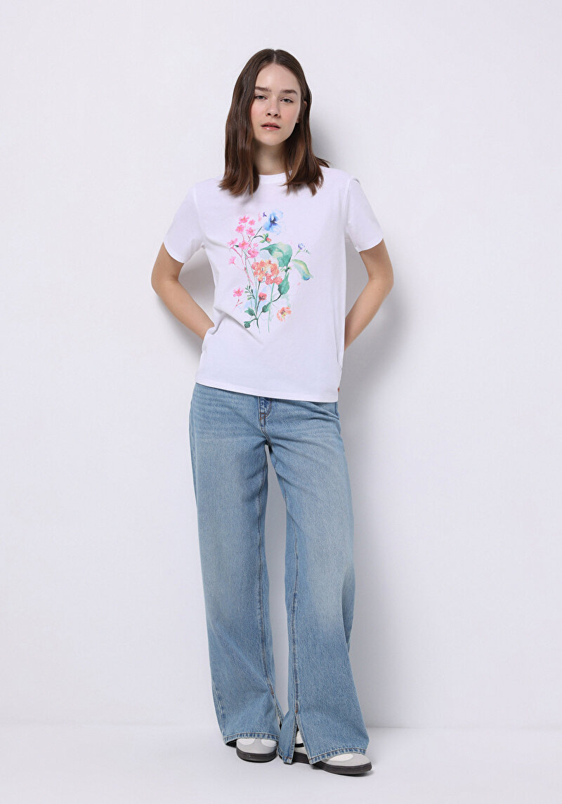 Afișați detalii pentru Tricou Cu Maneca Scurta De Dama Alb Regular Fit  Cl1074309