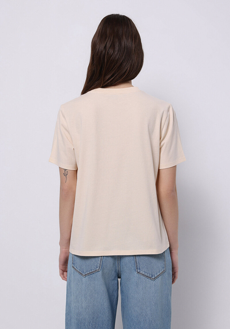 Imagine a Tricou Cu Maneca Scurta De Dama Bej Regular Fit Cl1074317