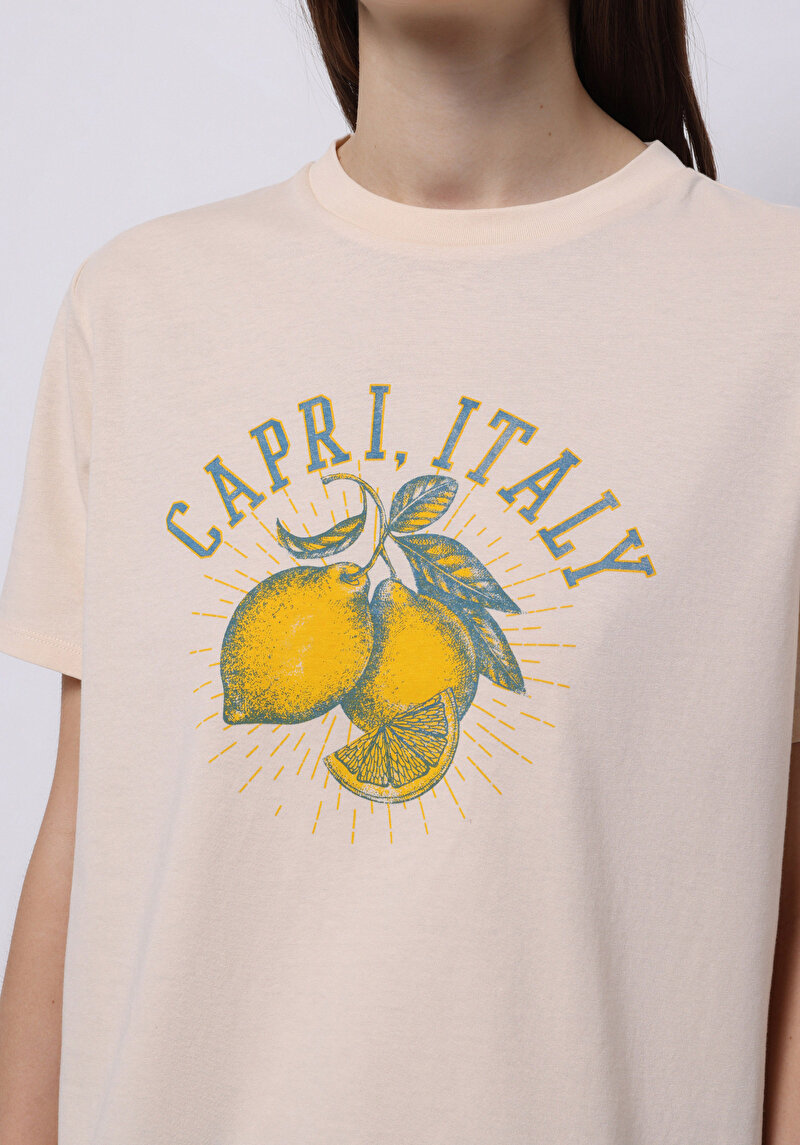 Afișați detalii pentru Tricou Cu Maneca Scurta De Dama Bej Regular Fit  Cl1074317