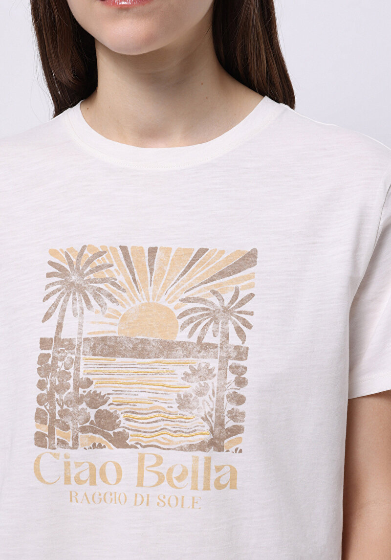 Imagine a Tricou Cu Maneca Scurta De Dama Alb Regular Fit  Cl1074318