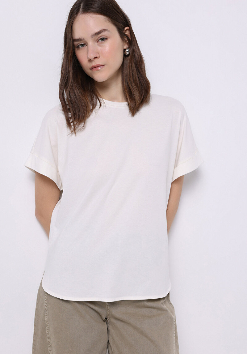 Imagine a Tricou Cu Maneca Scurta De Dama Ecru Regular Fit Cl1074583