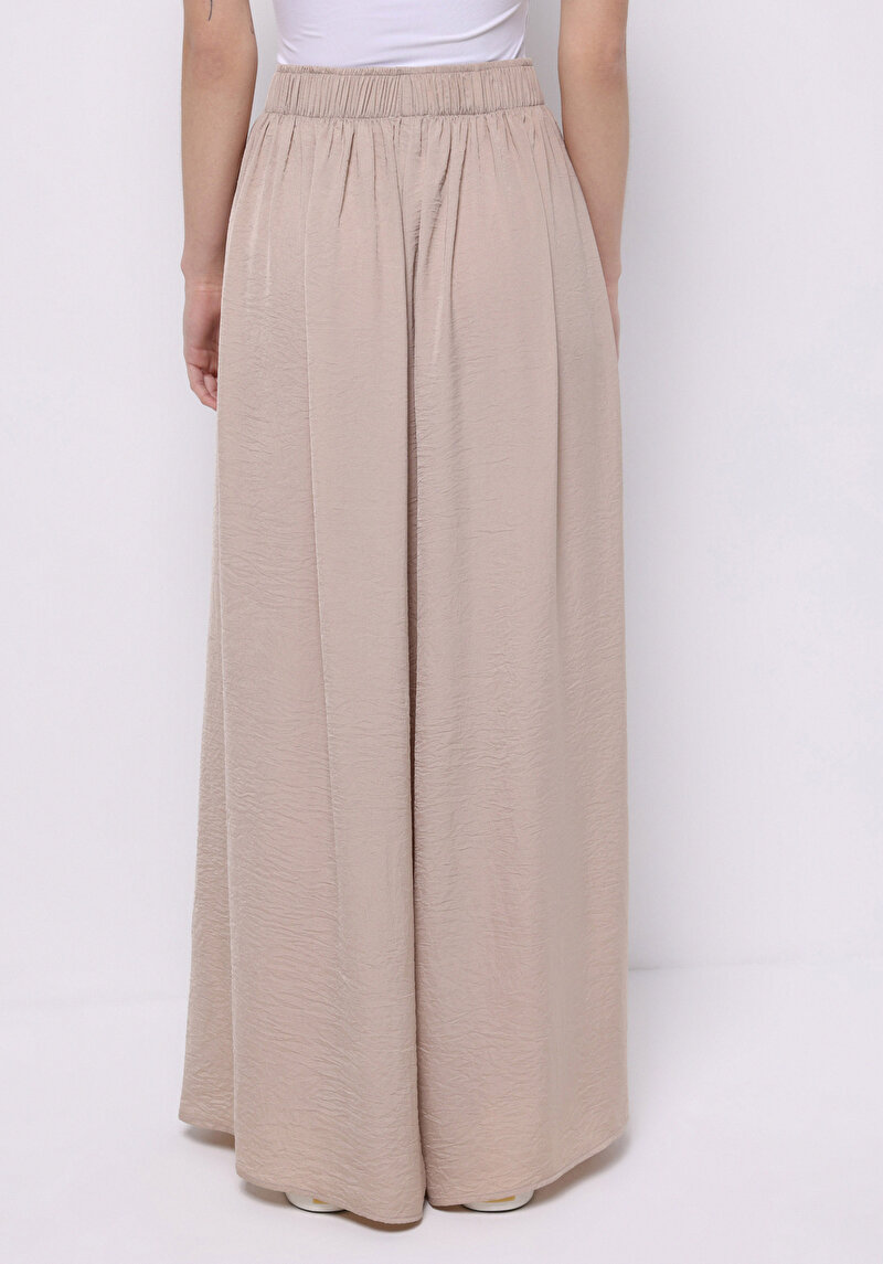 Afișați detalii pentru Regular Fit Talie Înaltă Picior Lat Pantaloni Bej Pentru Femei