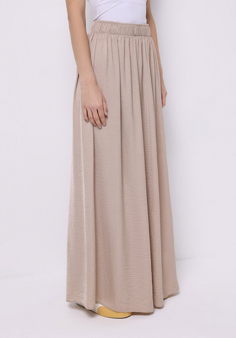 Afișați detalii pentru Regular Fit Talie Înaltă Picior Lat Pantaloni Bej Pentru Femei