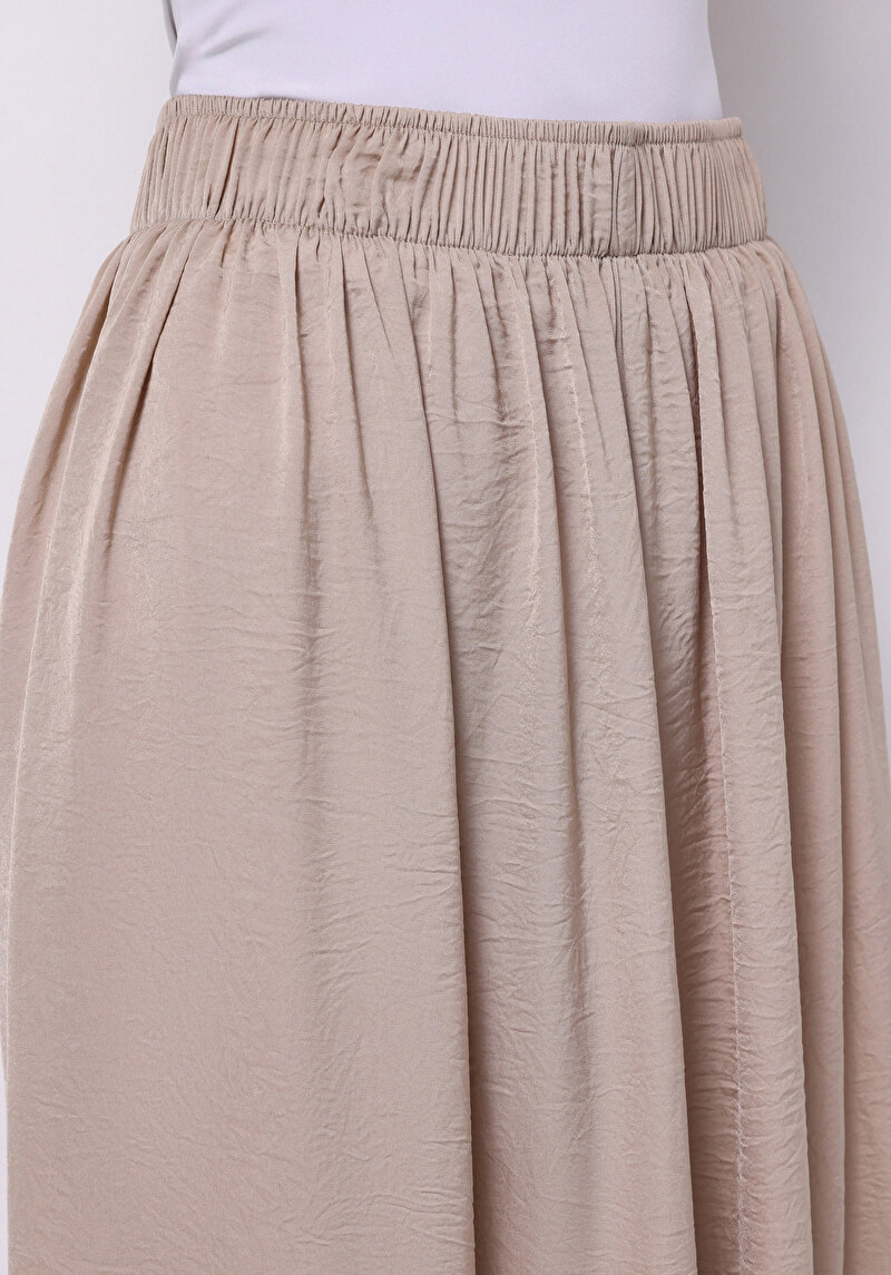 Afișați detalii pentru Regular Fit Talie Înaltă Picior Lat Pantaloni Bej Pentru Femei