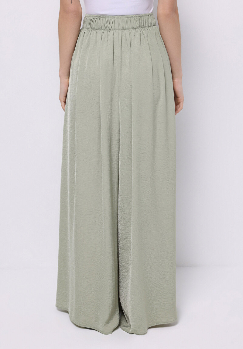 Imagine a Regular Fit Talie Ascendentă Picior Larg Pantaloni Verzi Pentru Femei