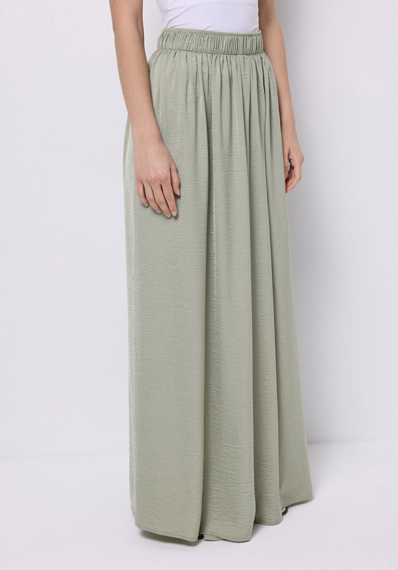 Imagine a Regular Fit Talie Ascendentă Picior Larg Pantaloni Verzi Pentru Femei