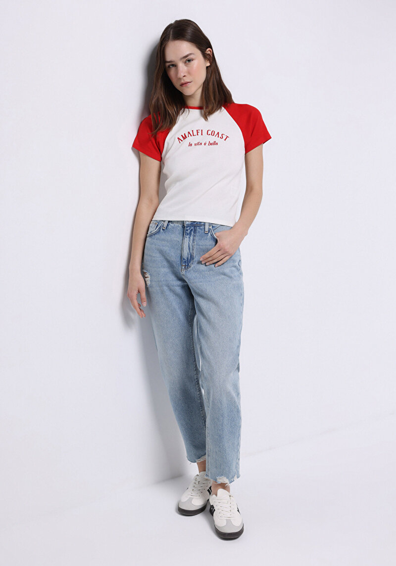 Imagine a Pantaloni De Dama Albastru Boyfriend Fit 893 Julia Cl1074907