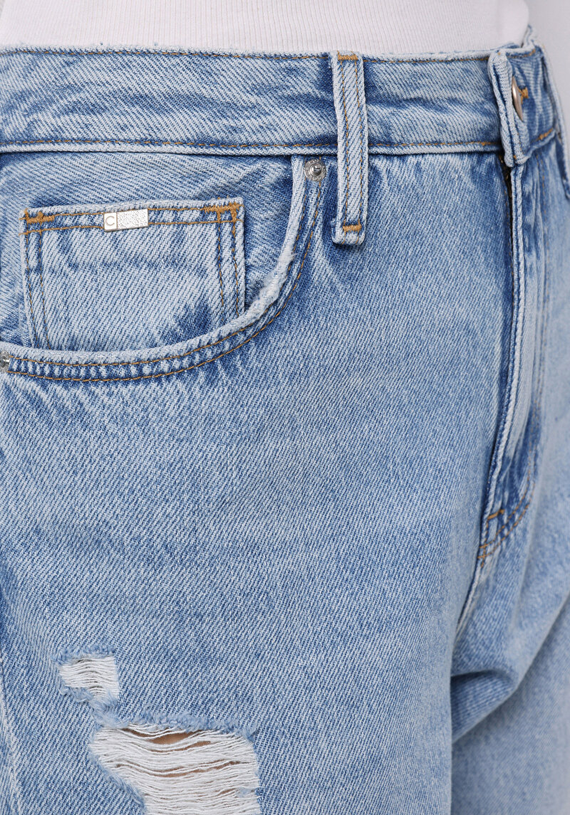 Afișați detalii pentru Pantaloni De Dama Albastru Boyfriend Fit 893 Julia Cl1074907