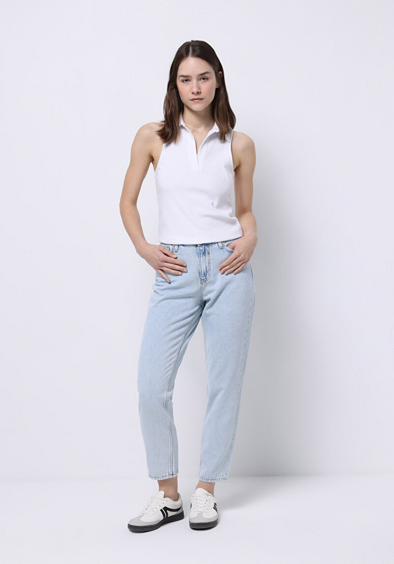 Imagine a Pantaloni De Dama Albastru Mom Fit 896  Maria Cl1075184