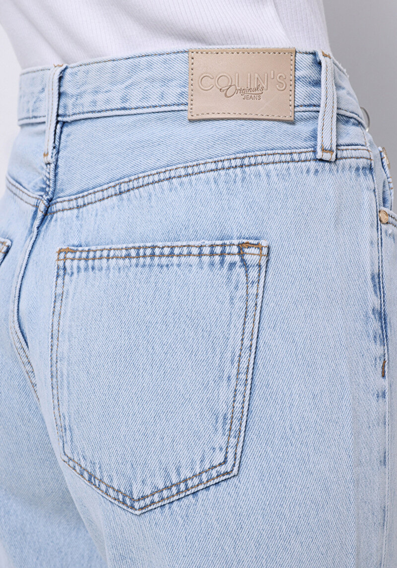 Afișați detalii pentru Pantaloni De Dama Albastru Mom Fit 896  Maria Cl1075184