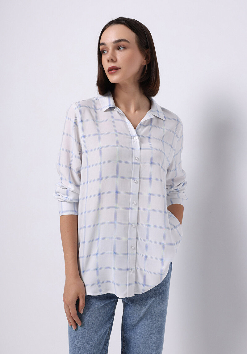 Imagine a Camasa Cu Maneca Lunga De Dama Albastru Regular Fit  Cl1070306