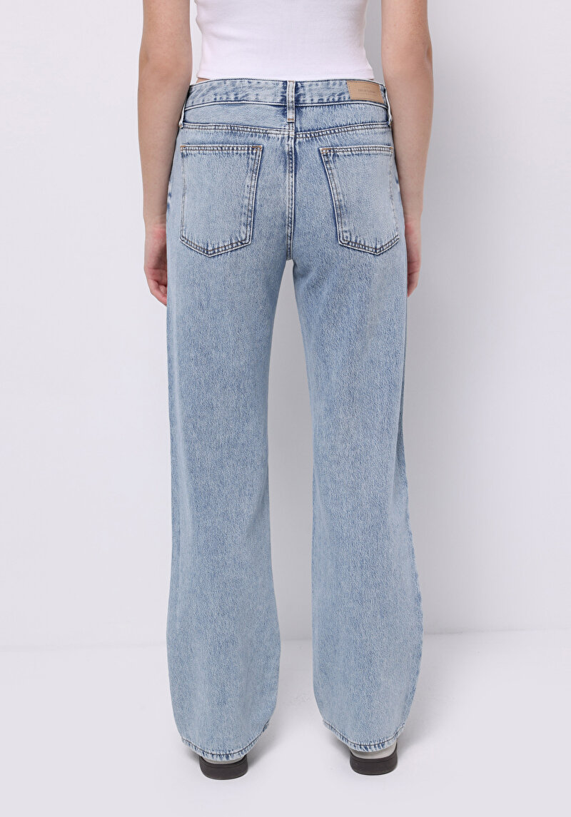 Imagine a Drept Fit Talie Medie Picior Drept Blugi Indigo Pentru Femei