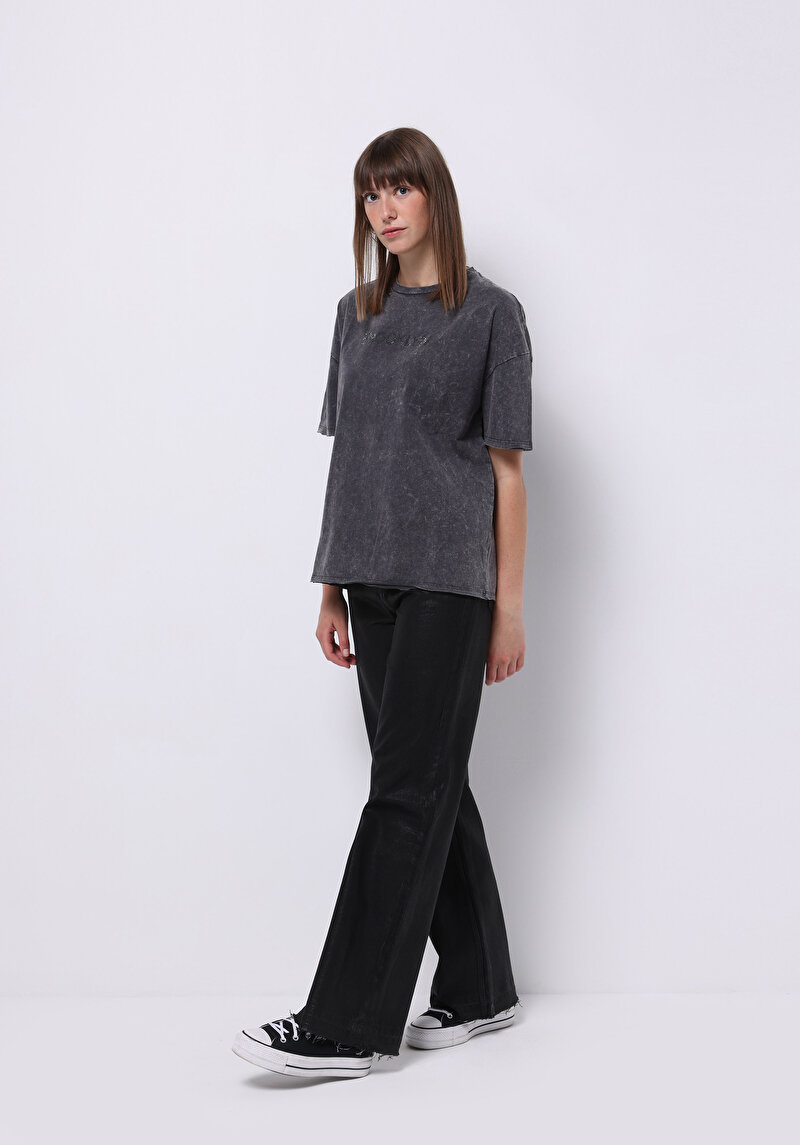 Imagine a Tricou Cu Maneca Scurta De Dama Antracit Regular Fit Cl1075471