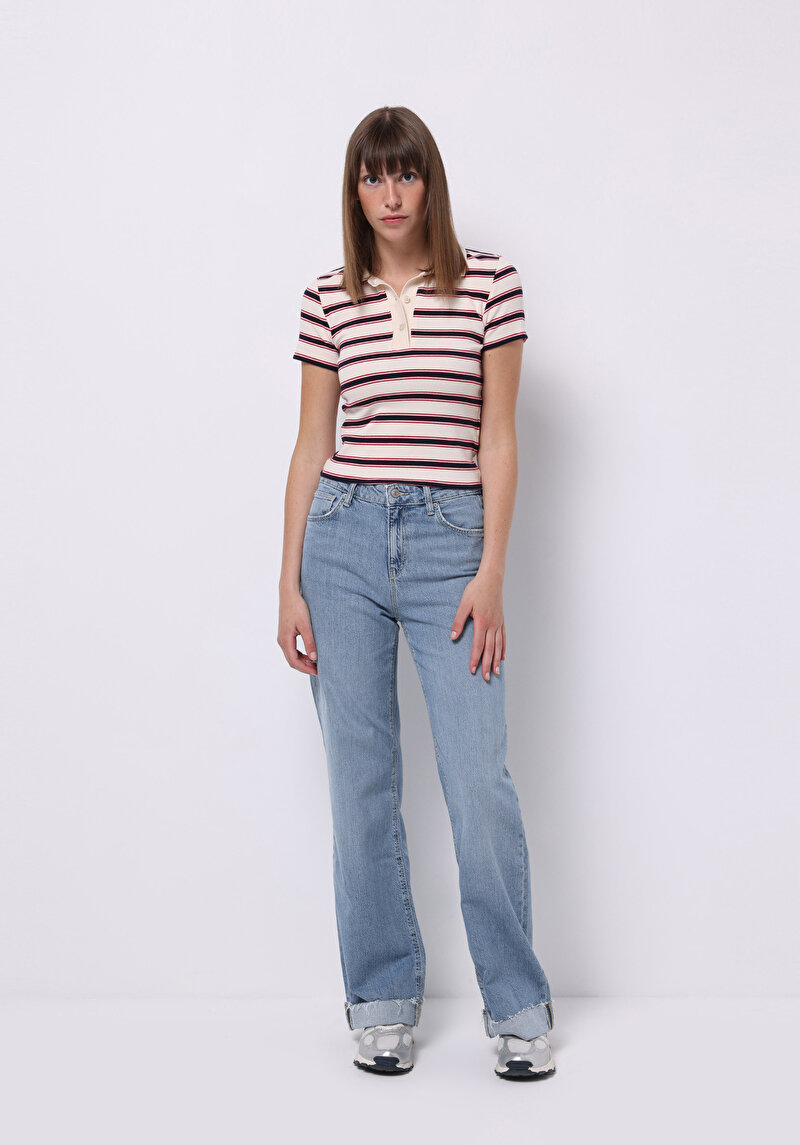 Afișați detalii pentru Tricou Polo Cu Maneca Scurta De Dama Ecru Slim Fit  Cl1075503