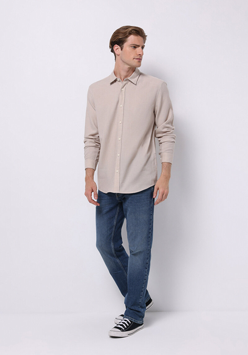 Afișați detalii pentru Camasa Cu Maneca Lunga De Barbati Bej Regular Fit  Cl1072334