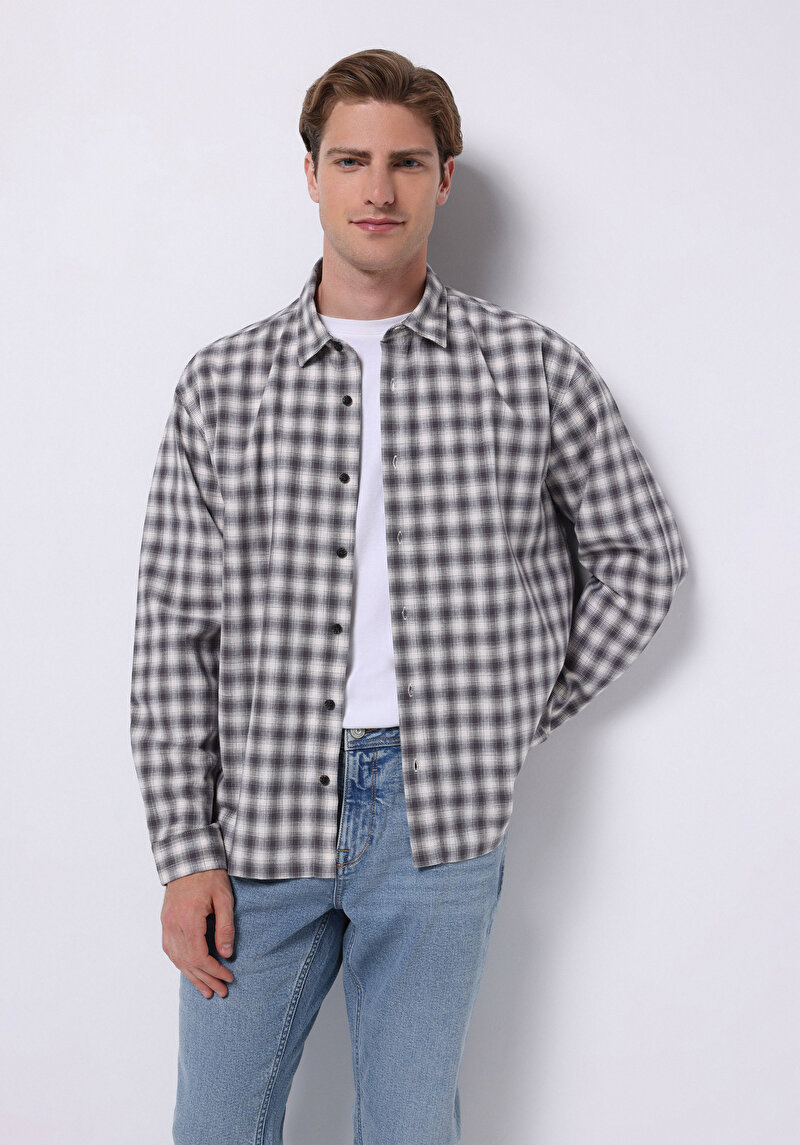 Imagine a Camasa Cu Maneca Lunga De Barbati  Boxy Fit  Cl1075649