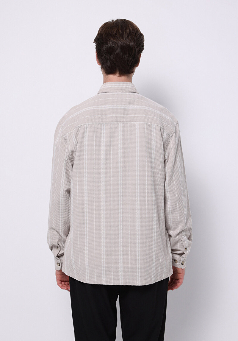 Imagine a Camasa Cu Maneca Lunga De Barbati Bej Regular Fit Cl1075307