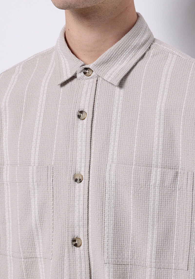 Afișați detalii pentru Camasa Cu Maneca Lunga De Barbati Bej Regular Fit  Cl1075307