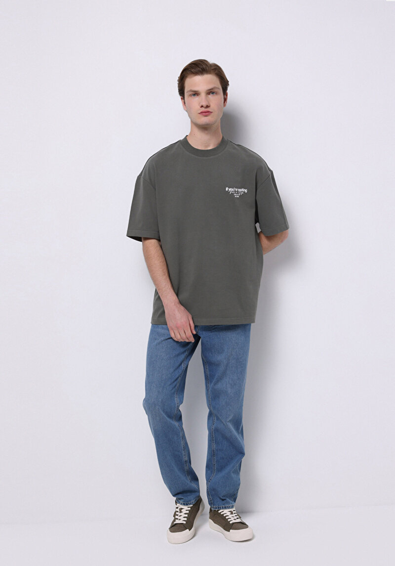 Afișați detalii pentru Tricou Cu Maneca Scurta De Barbati Verde Oversize Fit  Cl1075385