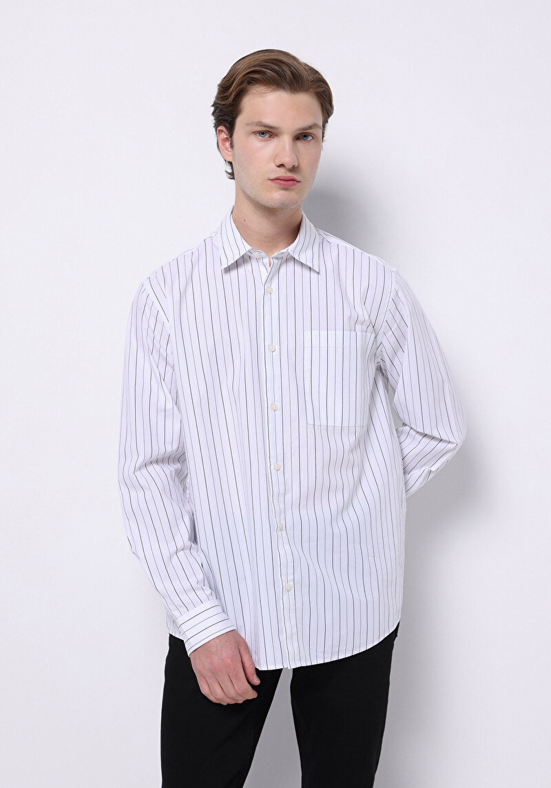 Imagine a Camasa Cu Maneca Lunga De Barbati Alb Comfort Fit  Cl1075651