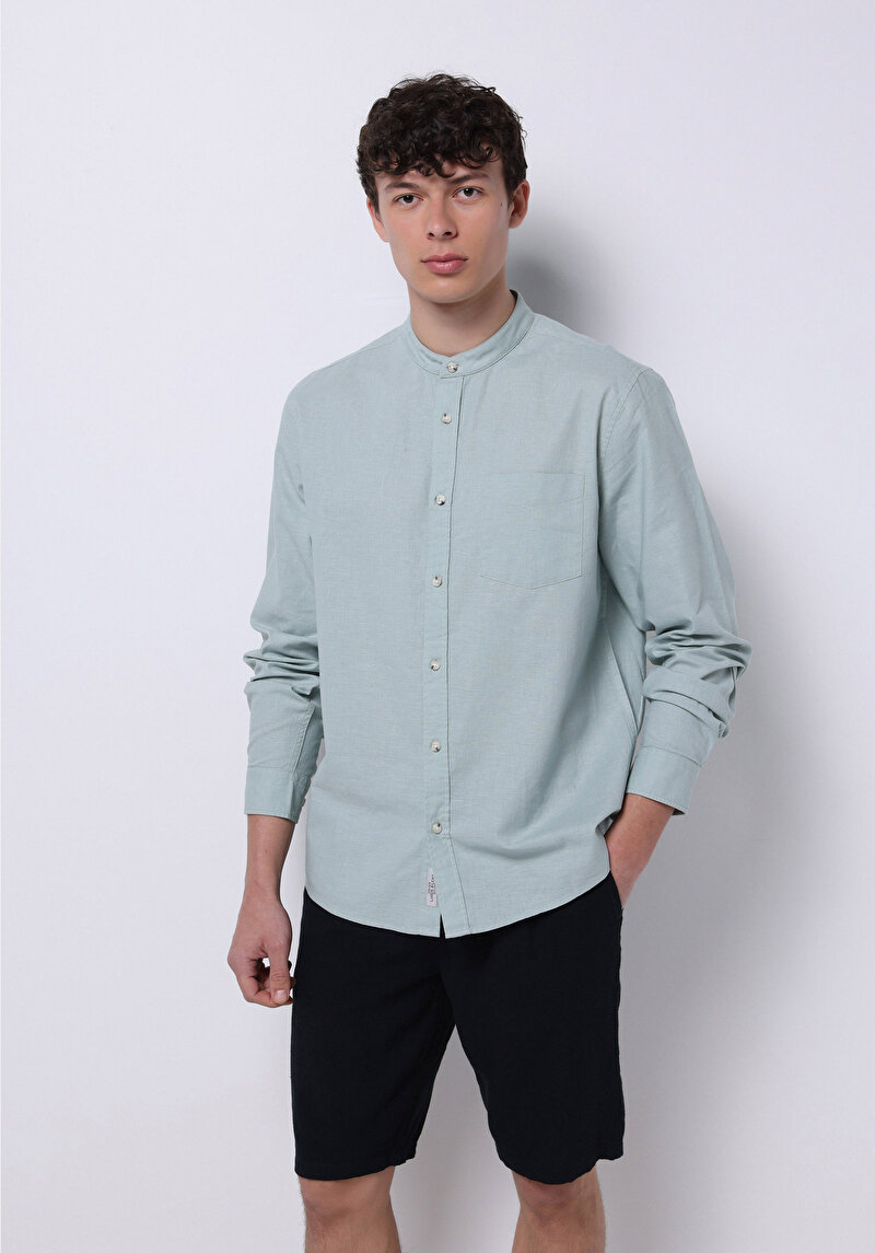 Imagine a Camasa Cu Maneca Lunga De Barbati Verde Regular Fit Cl1070508