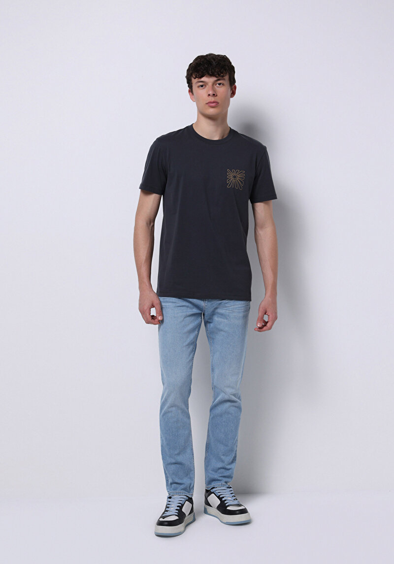 Imagine a Blugi İndigo Pentru Bărbați Cu Talie Dreaptă Cu Talie Dreaptă