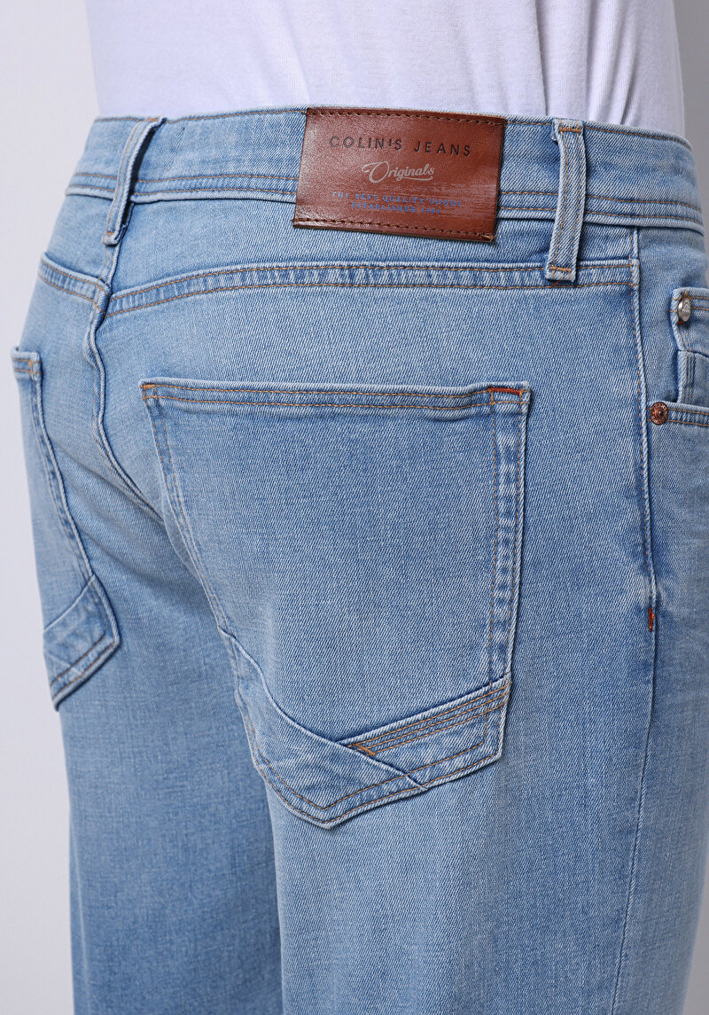 Afișați detalii pentru Blugi İndigo Pentru Bărbați Cu Talie Dreaptă Cu Talie Dreaptă