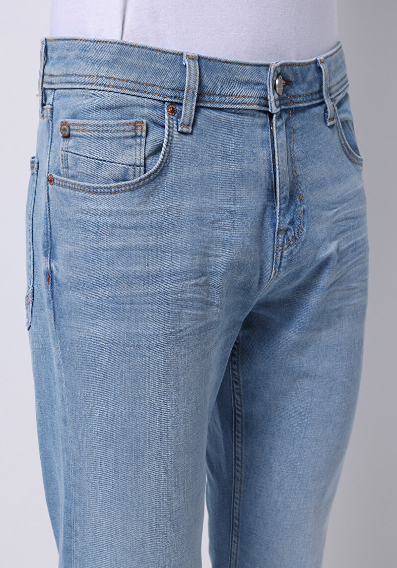 Afișați detalii pentru Blugi İndigo Pentru Bărbați Cu Talie Dreaptă Cu Talie Dreaptă