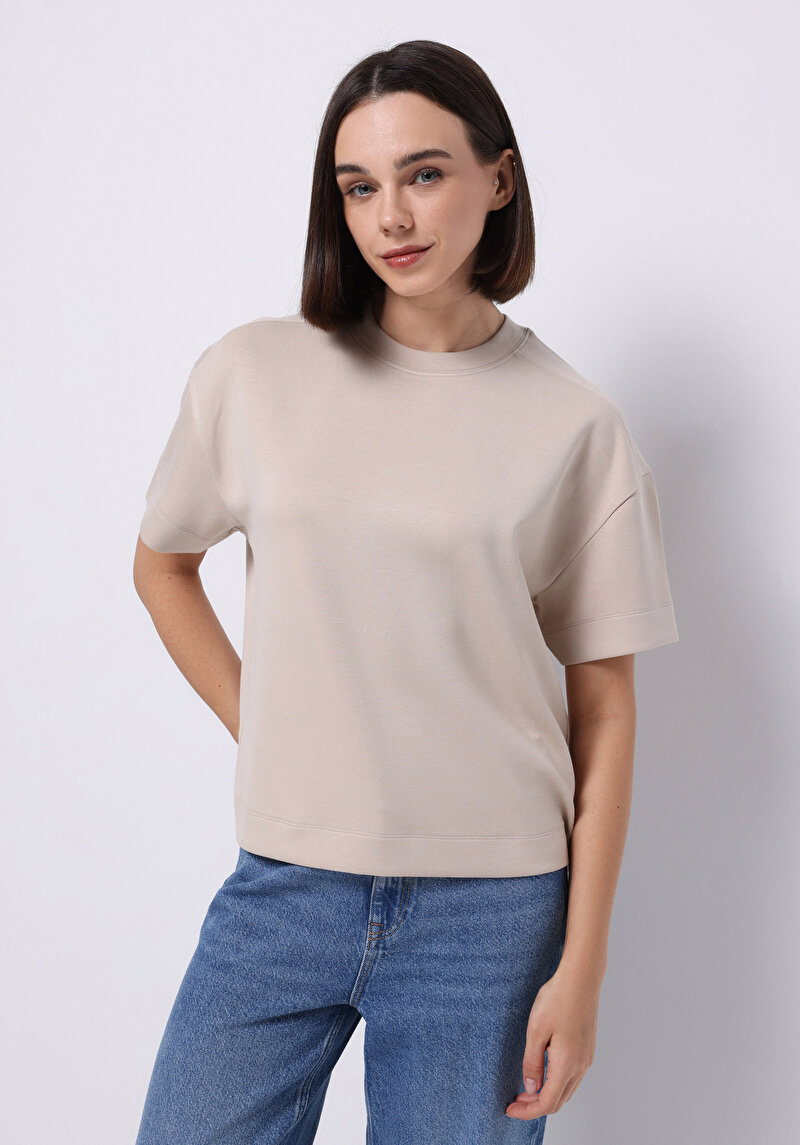 Imagine a Tricou Cu Maneca Scurta De Dama Bej Regular Fit  Cl1075523