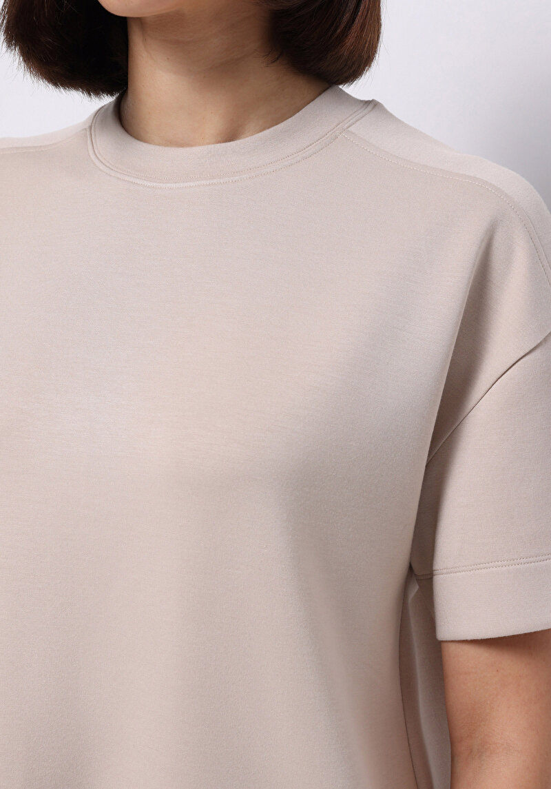 Afișați detalii pentru Tricou Cu Maneca Scurta De Dama Bej Regular Fit  Cl1075523