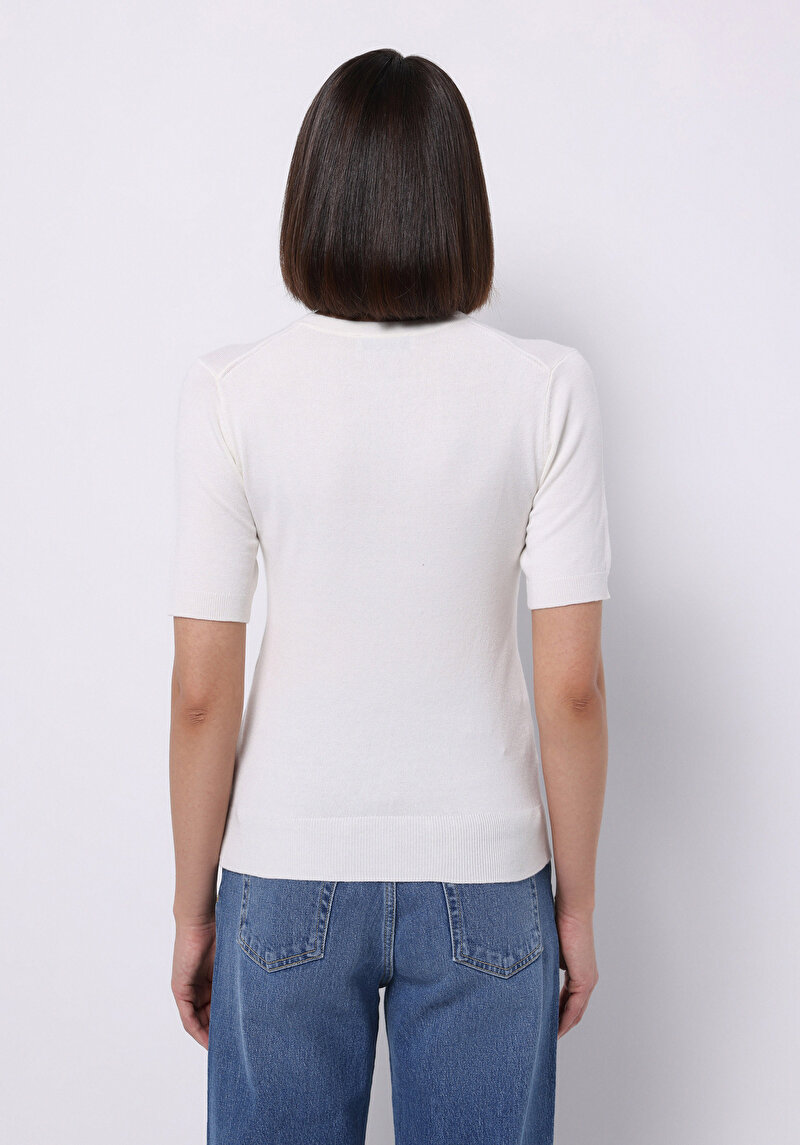 Afișați detalii pentru Pulover Cu Mâneci Scurte De Dama Alb Slim Fit  Cl1075531