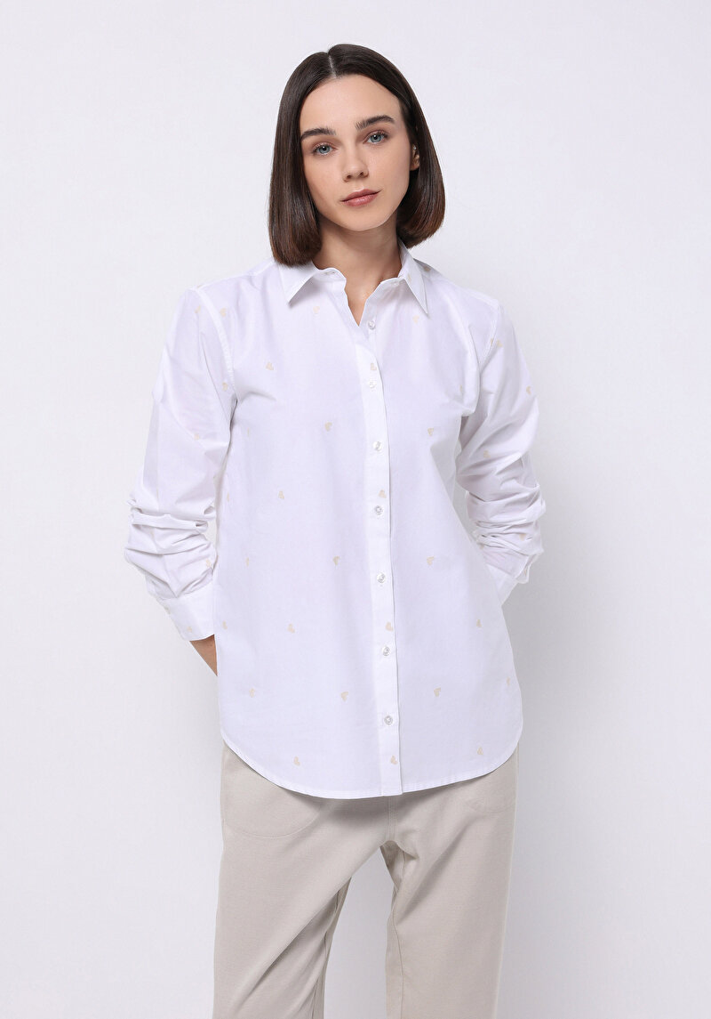 Imagine a Camasa Cu Maneca Lunga De Dama Alb Regular Fit  Cl1075570