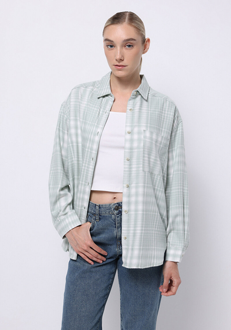 Imagine a Camasa Cu Maneca Lunga De Dama Verde Relax Fit  Cl1075582