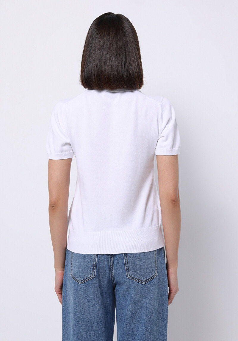 Imagine a Pulover Cu Mâneci Scurte De Dama Alb Regular Fit Cl1075733