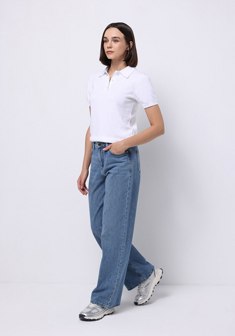 Imagine a Pulover Cu Mâneci Scurte De Dama Alb Regular Fit Cl1075733