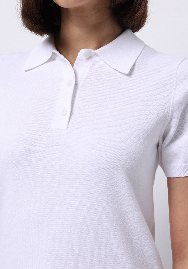 Imagine a Pulover Cu Mâneci Scurte De Dama Alb Regular Fit Cl1075733