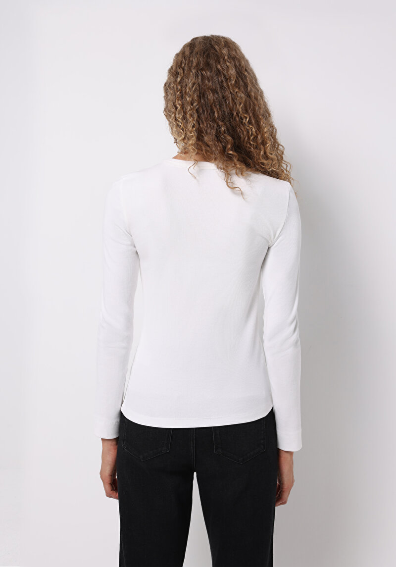 Afișați detalii pentru Tricou Cu Maneca Lunga De Dama Alb Slim Fit  Cl1072550