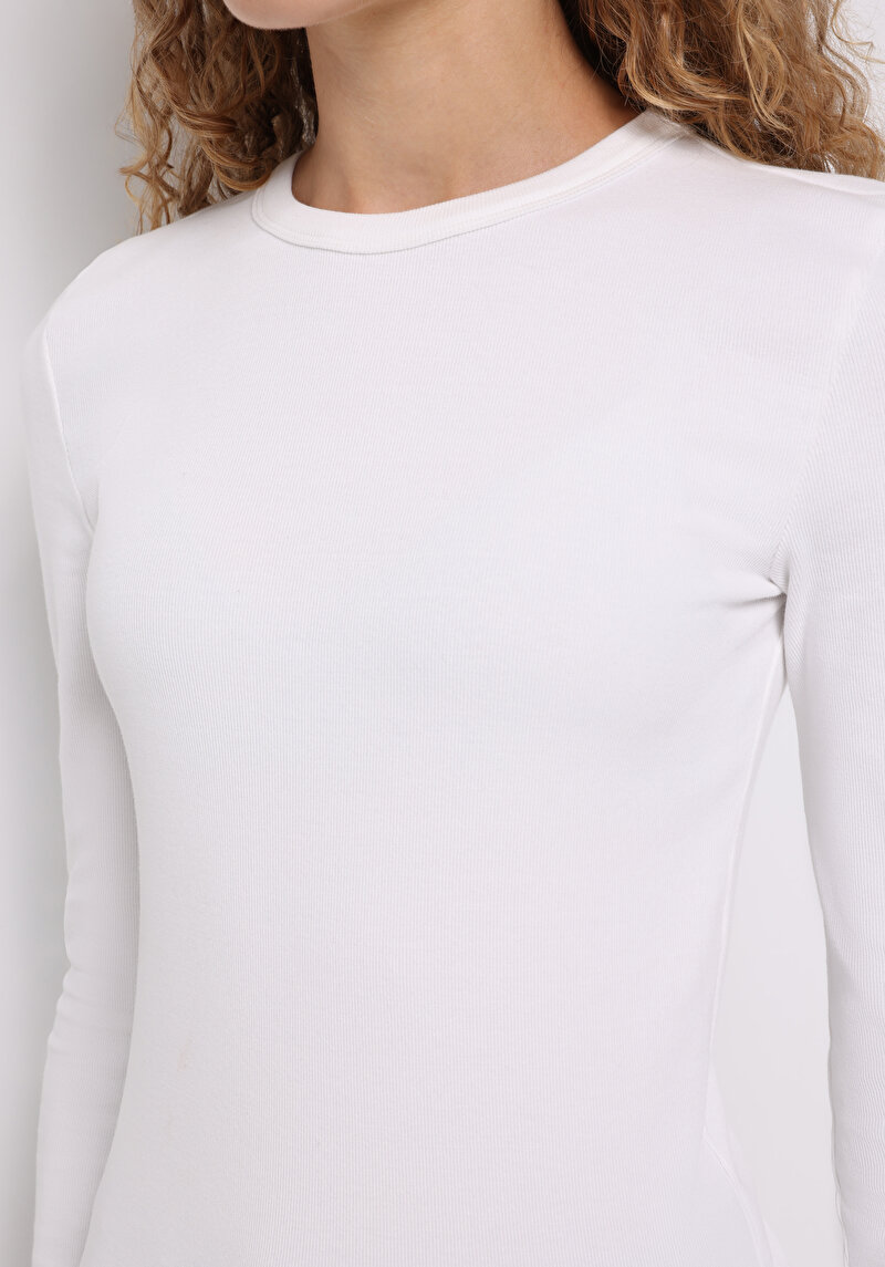 Afișați detalii pentru Tricou Cu Maneca Lunga De Dama Alb Slim Fit  Cl1072550