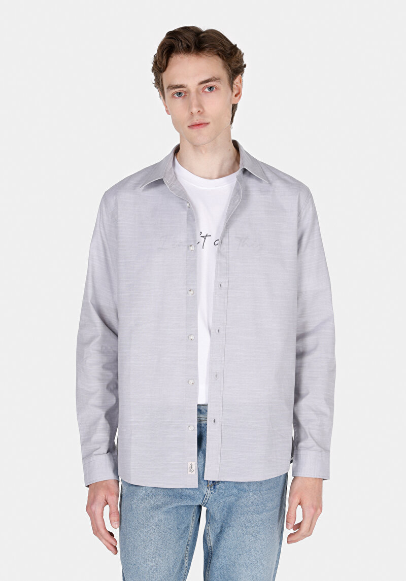 Imagine a Camasa Cu Maneca Lunga De Barbati Alb Regular Fit Cl1073846