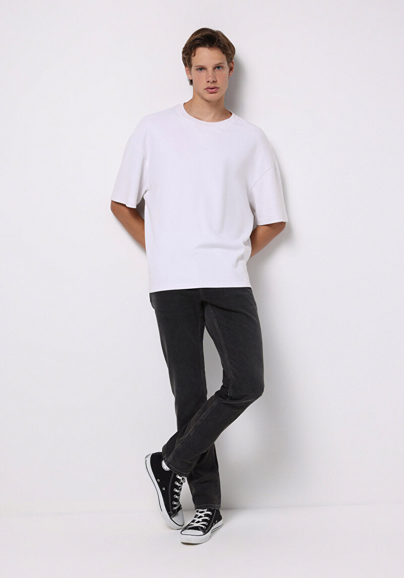 Imagine a Blugi Negri Pentru Bărbați Cu Talie Dreaptă Cu Talie Dreaptă