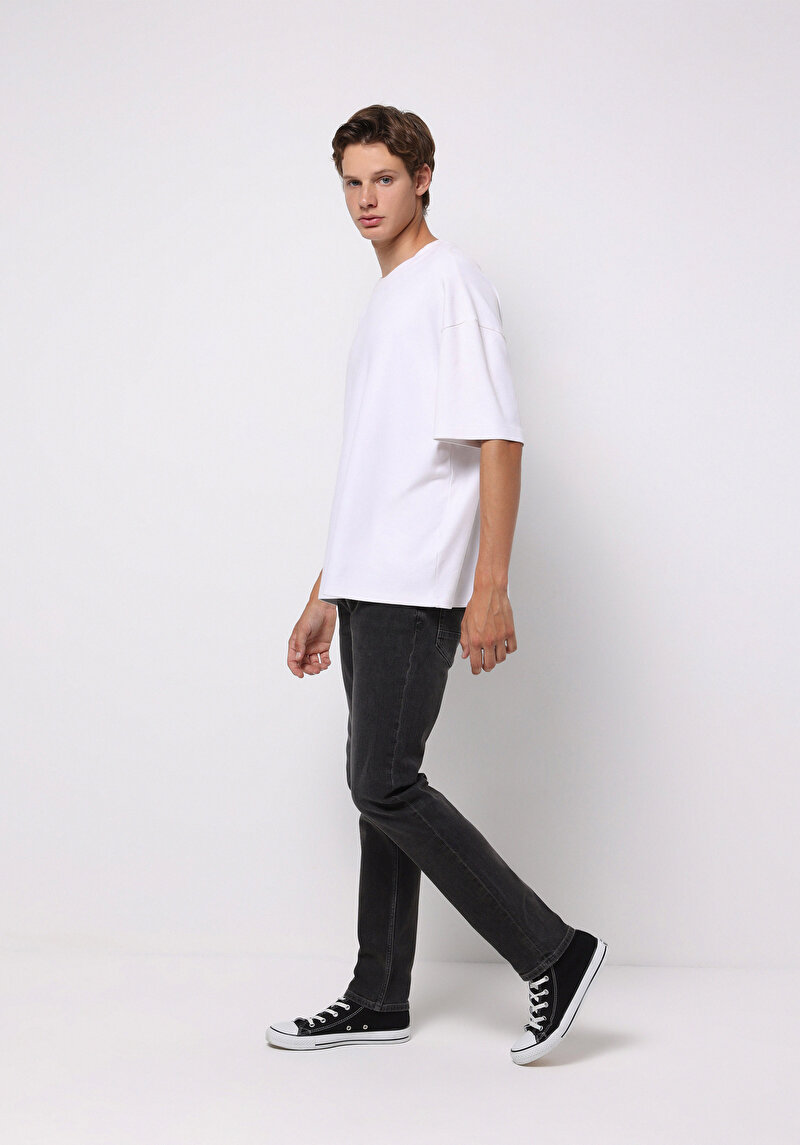 Afișați detalii pentru Blugi Negri Pentru Bărbați Cu Talie Dreaptă Cu Talie Dreaptă